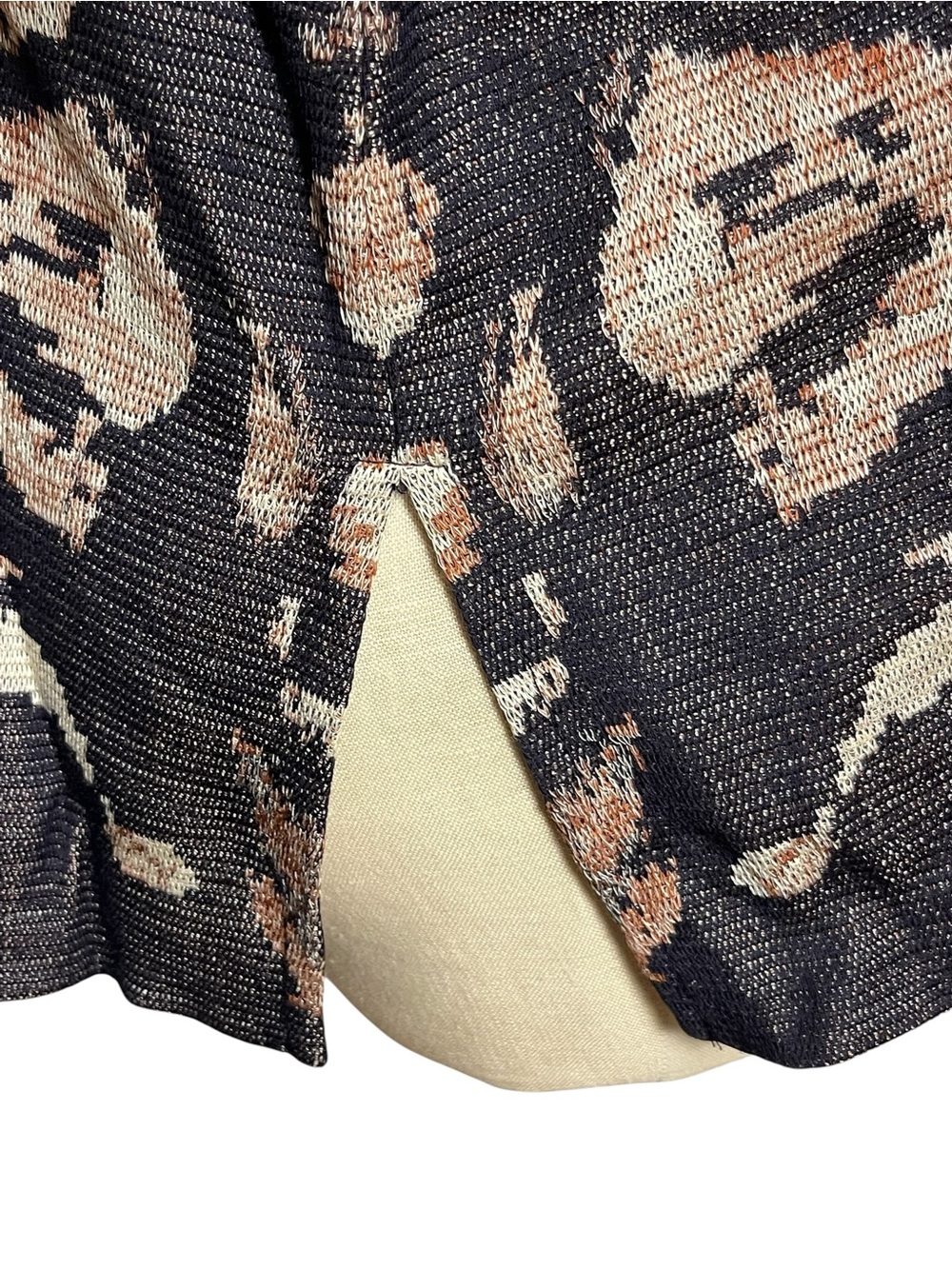 Misook Size Large Abstract Floral Jacquard Knit Jacket Buckle Art to Wear - Picture 5 of 10